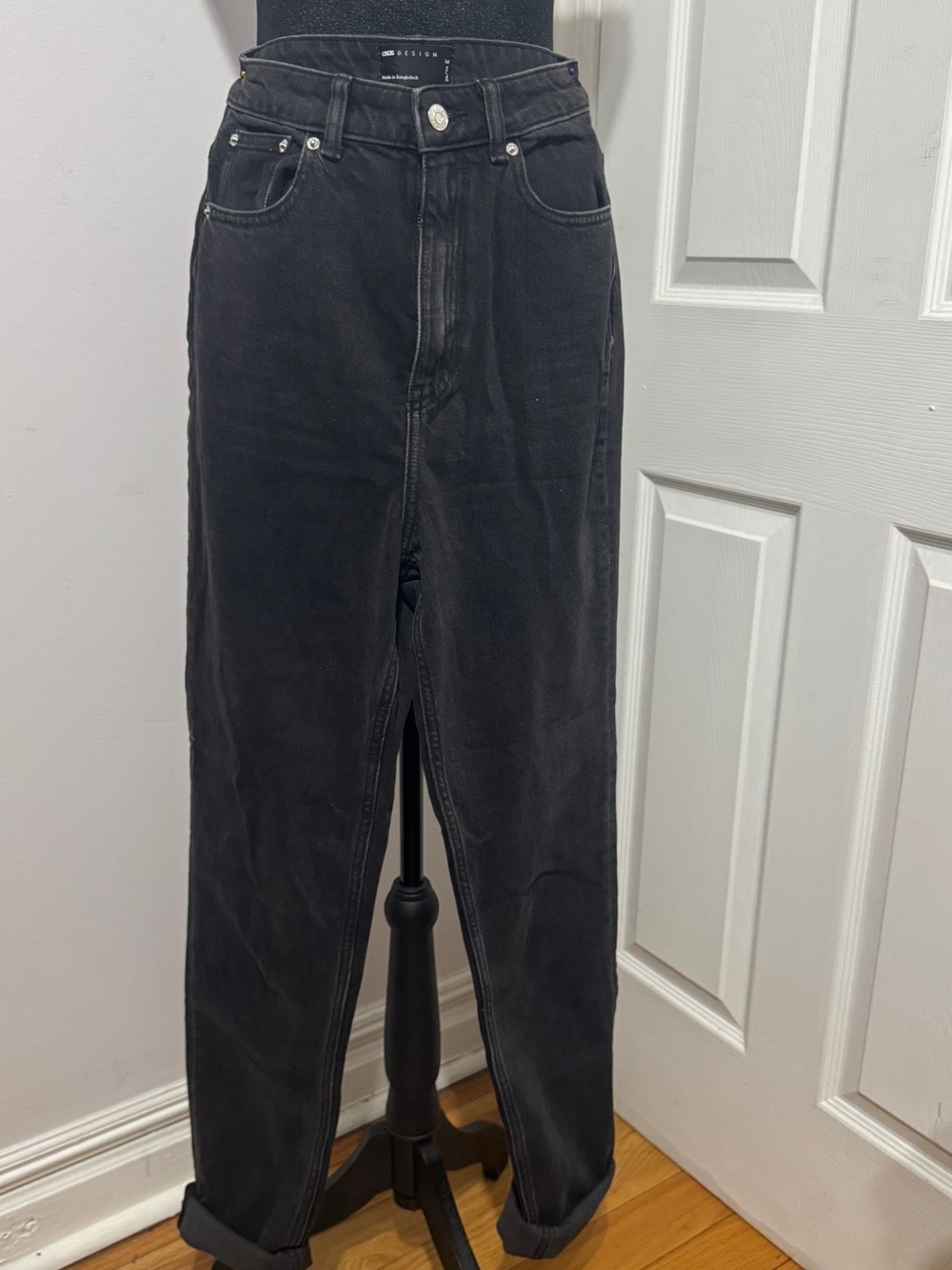 High-Waist Off Black Straight-Leg Jeans